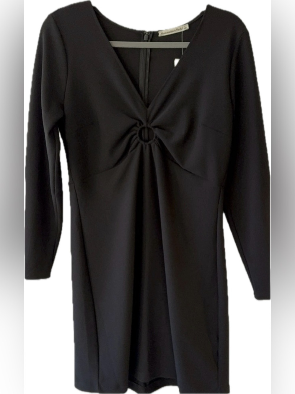 Abercrombie & Fitch Black O-Ring Deep V Mini Dress NWT Size Large